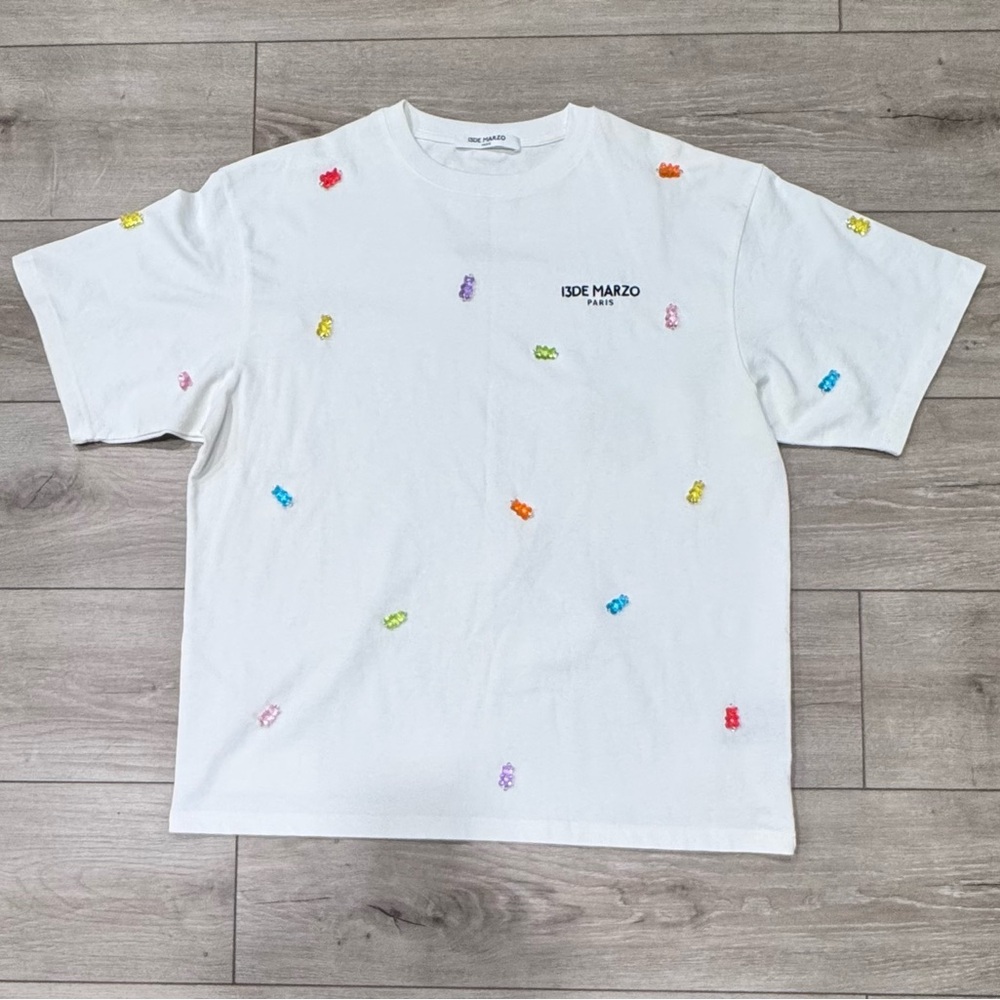 13DE MARZO Sour Gummy Bears white T-shirt size Large